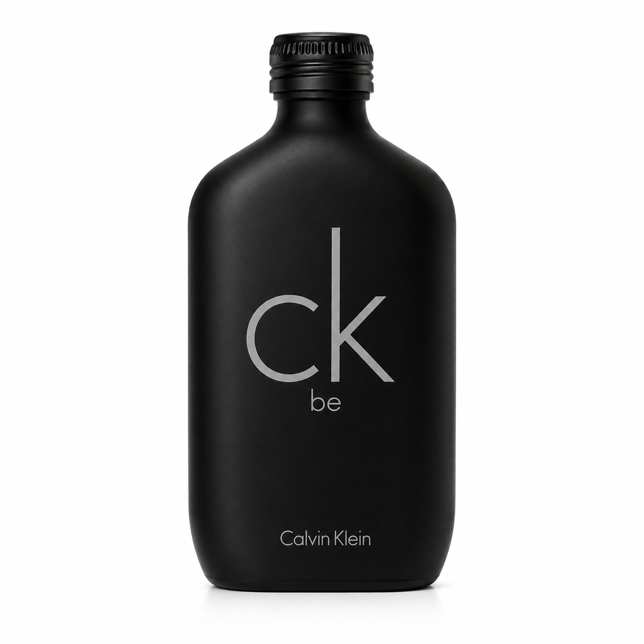 Calvin Klein CK Be Eau de Toilette bottle with a minimalist matte black flask design and silver logo.